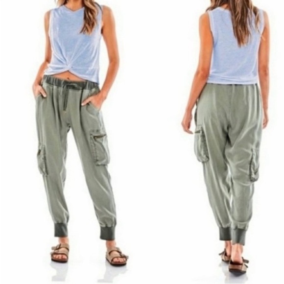 Young Fabulous & Broke Green Cargo Jogger Utility Pant Women's Size XS - Picture 1 of 7